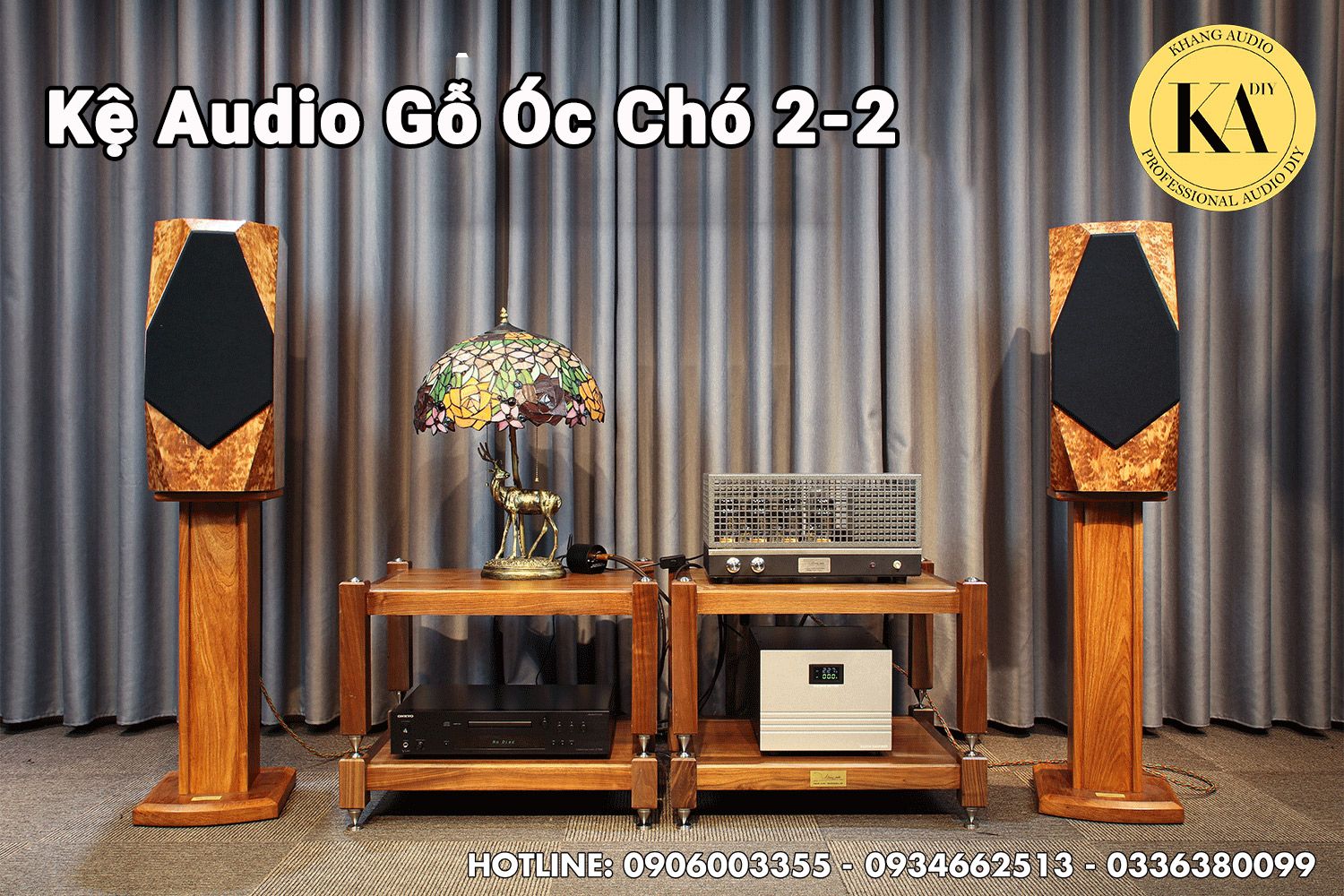 Kệ Audio gỗ óc chó 2-2 khang audio diy
