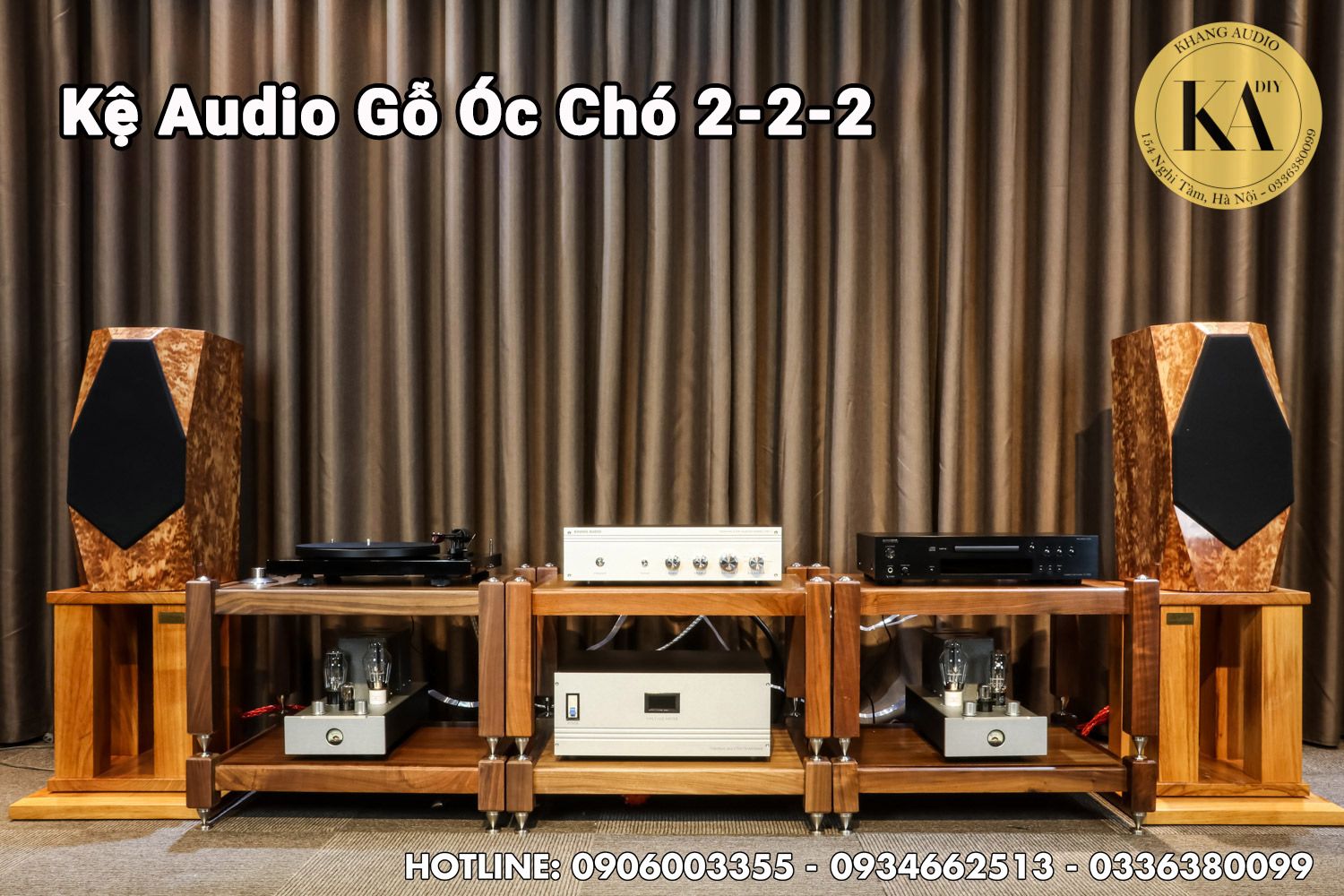 Kệ Audio gỗ óc chó 2-2-2 khang audio diy