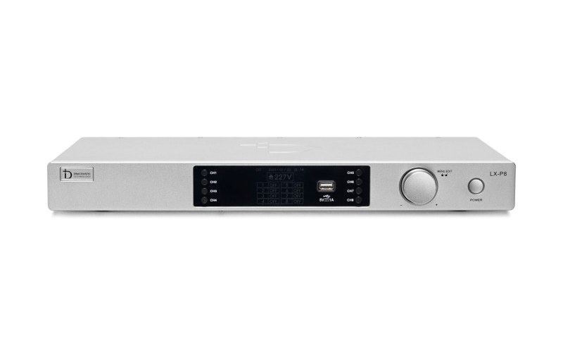 Bộ quản lý nguồn DBacoustic LX-P8 nhìn từ mặt trước