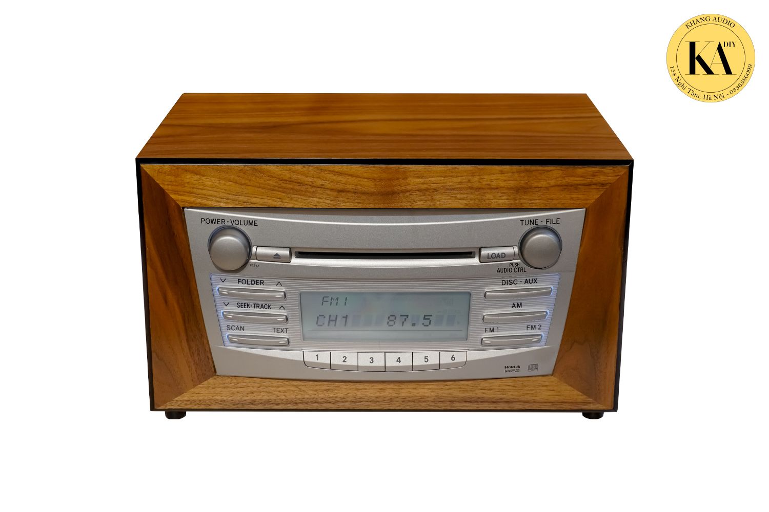 Đầu Radio Camry bo viền vỏ gỗ óc chó