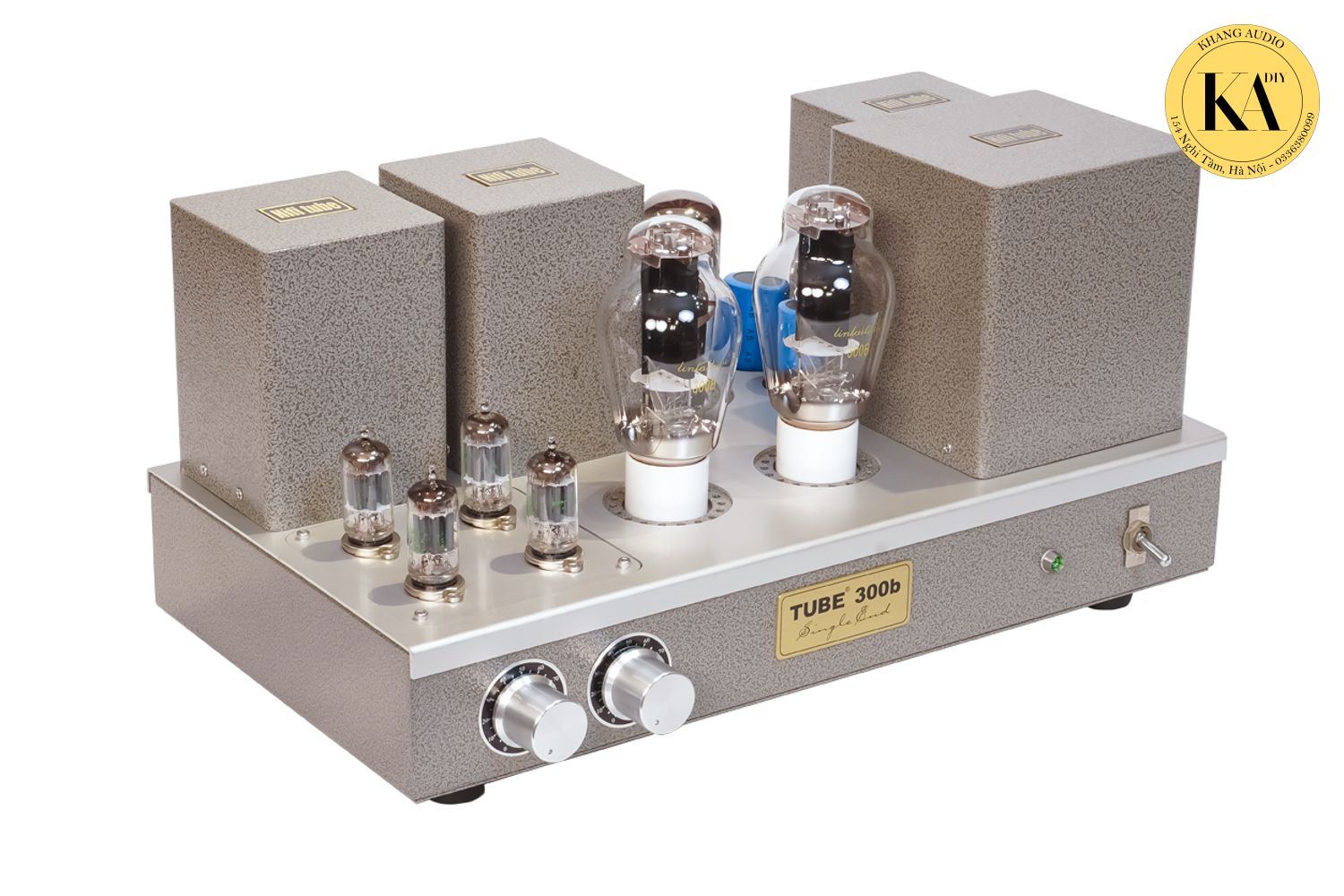 Amply 300B AL16 với hai b&oacute;ng c&ocirc;ng suất 300B v&agrave; bốn b&oacute;ng t&iacute;n hiệu 12AU7