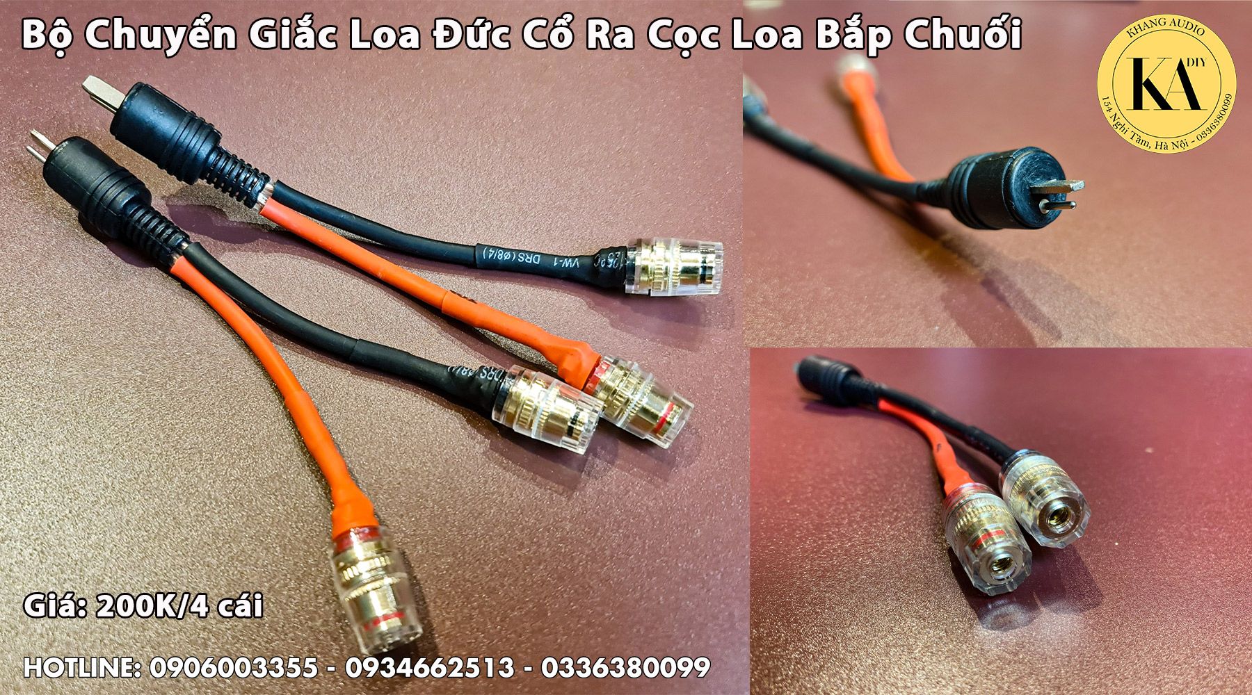Bộ Chuyển Giắc Loa Đức Cổ Ra Cọc Loa Bắp Chuối