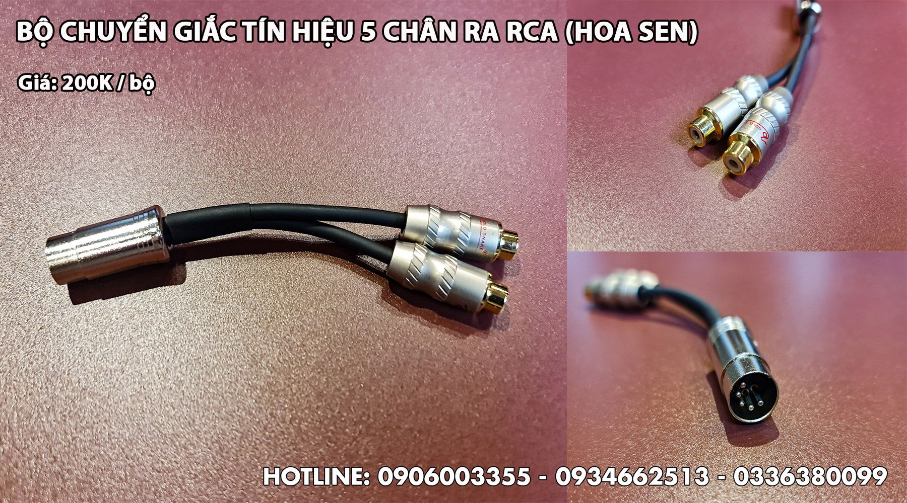 Bộ Chuyển Giắc Tín Hiệu 5 Chân Ra RCA (Hoa Sen)