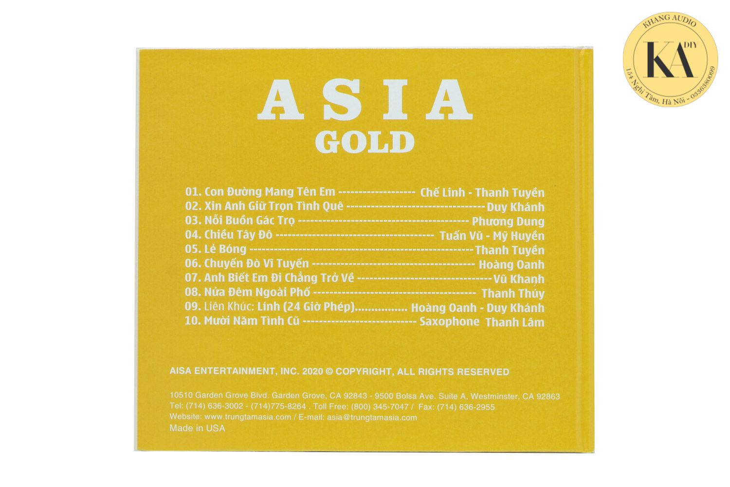 Nhạc Vàng Tuyển Chọn - ASIA GOLD Vol.2 Khang Audio 0336380099