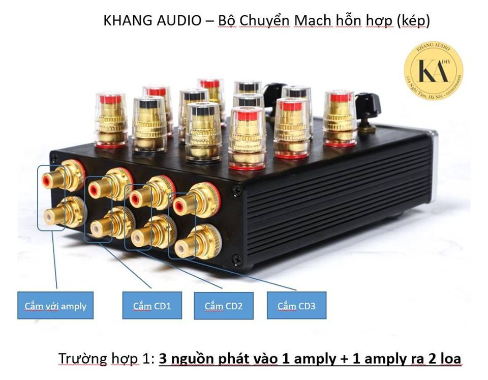Bộ Chuyển Mạch Kết Hợp Tín Hiệu 1-3 Cầu Loa 1-2 Audio DIY 0336380099