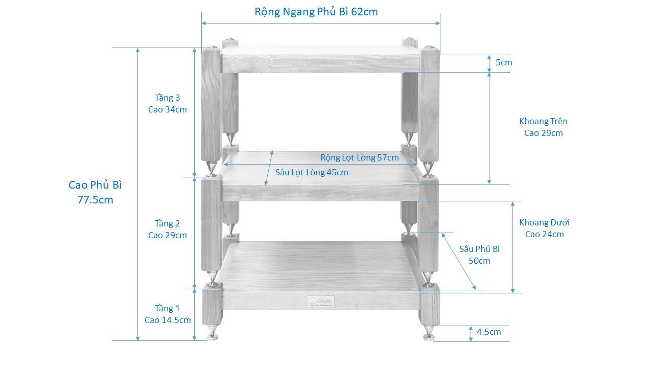 Kệ Audio Gỗ Gõ Đỏ 3 Tầng Kèm Chân Loa Turnberry Khang Audio DIY 0336380099