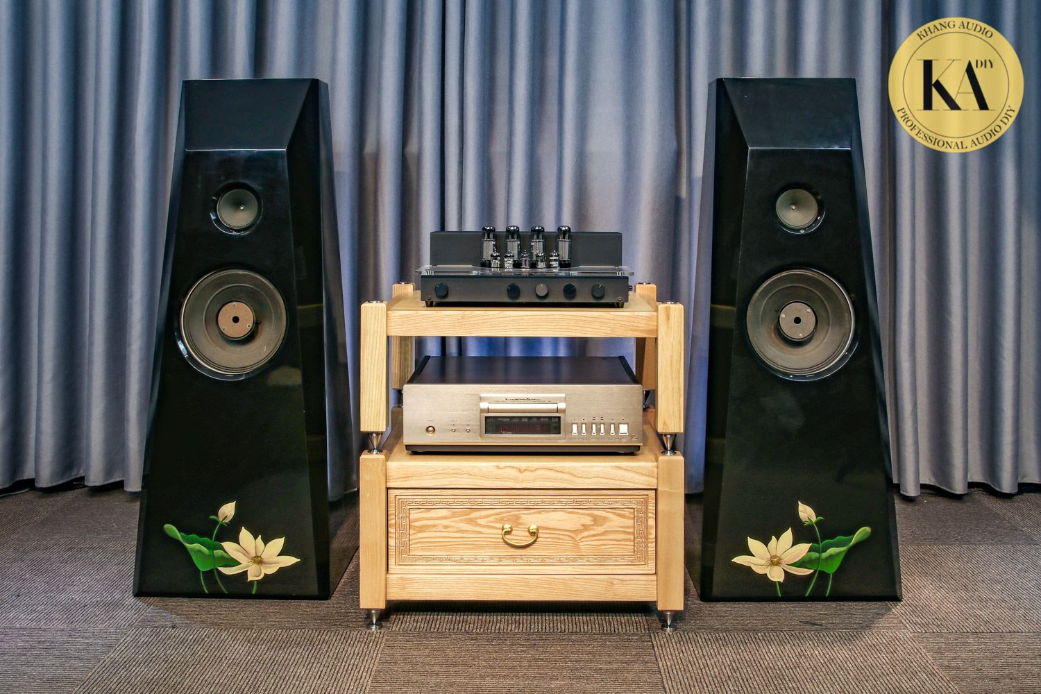 Bộ Kệ Ngăn Kéo Gỗ Sồi 2 Tầng Khang Audio DIY 0336380099