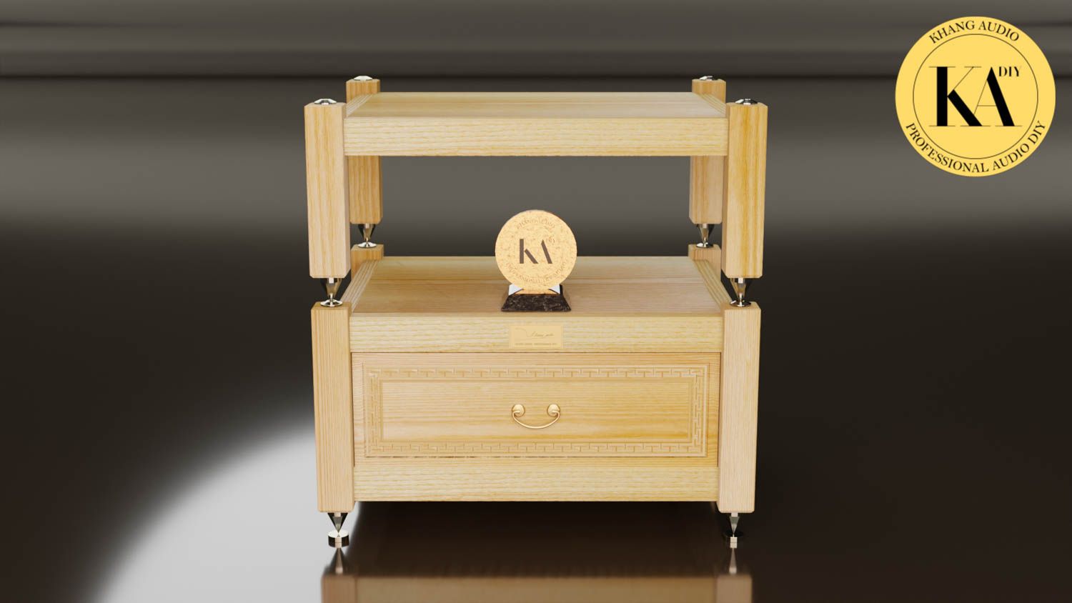 Bộ Kệ Ngăn Kéo Gỗ Sồi 2 Tầng Khang Audio DIY 0336380099